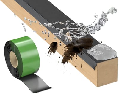 Houtbescherming Tape - Onderbouw Afdichting - Terras Bouwen - Waterdicht Weerbestendig - 30 Meter Rol - Zwart