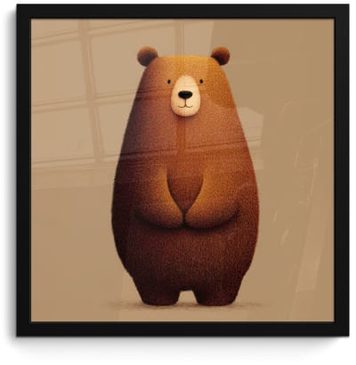 Poster in lijst - Fotolijst 40x40 cm - Posters - Beer - Minimalistisch - Bruin - Posterlijst zwart - Decoratie - Wanddecoratie woonkamer - Muurdecoratie slaapkamer