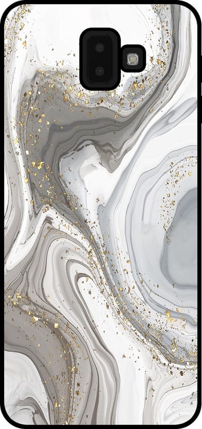 Smartphonica Telefoonhoesje Geschikt voor Samsung Galaxy J6 Plus 2018 met marmer opdruk - TPU backcover case marble design - Zilver geschikt voor Samsung Galaxy J6 Plus 2018