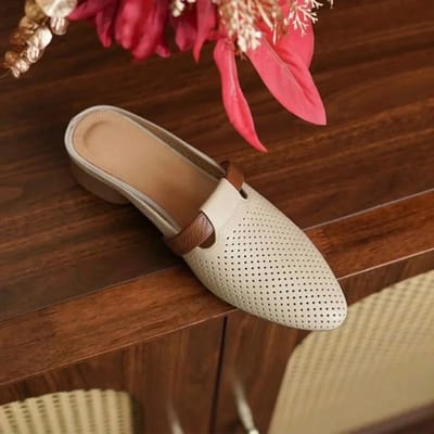Chaussures Femme Bout Fermé Pantoufles Femme Mode Robe Pantoufles Femme Bout Rond Couleurs Mixtes Talon Bas Sandales Extérieures 42 abricot