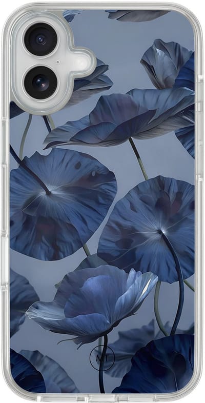 Hybride hoesje geschikt voor iPhone 16 - Dusky blooms - Extra bescherming - Luxe beschermhoes - TPU case - Transparant, Paars - Mooie Telefoonhoesjes