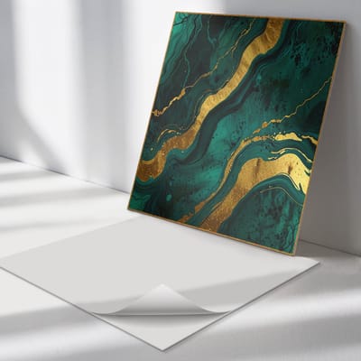 Wallfluent Vinyl Tegels - Golven van Abstracte Structuur Vinyl Vloer Tegels - 30 cm x 30 cm - Groente PVC Tegels - 9 stuks - Vierkant PVC Tegels - Abstractie Plaktegels - Zelfklevende Vinyl Tegels - Plaktegels Keuken en Badkamer