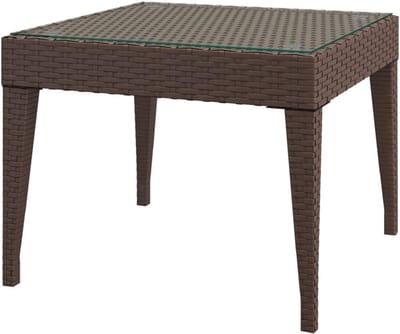 Bijzettafel - Tuinmeubel - Buiten Ontspannen - Poly Rattan - 50x50x38cm - Bruin
