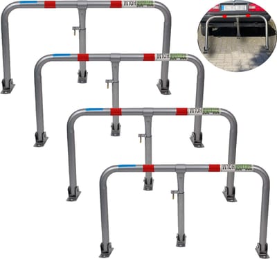 TRUTZHOLM - Slagboom Parkeerbeugel Set van 4 - 43 x 80 cm - Afsluitbaar - Parkeerblokkering - Parkeerpaal - Meerpaal - Garage Paal