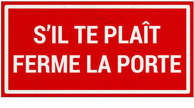 S'il te plaît ferme la porte bord | Sign Again materiaal | 20 x 10 cm