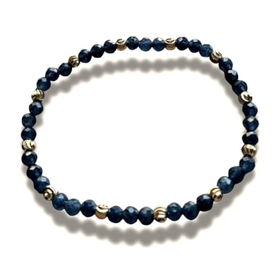 Armband - natuursteen - saffier - gefaceteerd - 4 mm - 18,5 cm - goudkleurig element