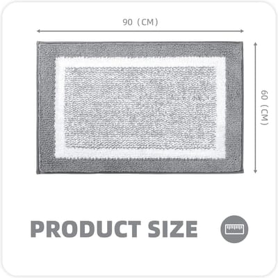 Zachte Badmat, Antislip Badkamermat Machinewasbaar, Douche Waterabsorberend Badkleed Duurzame Vloermatten (Grijs), 60 x 90 cm