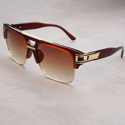 Luxe Stijlvolle Heren Zonnebril Designer Vierkant Metalen Zonnebril Klassieke Mode Autorijden Alpha Shades UV400