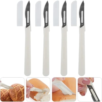 Dough Knife Set voor Brood, Baguettes en Deeg - 4 Delige Snijset met Gebogen Snijknives voor Perfecte Snedes en Bakresultaten