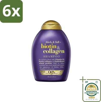 OGX – Shampoo – Biotin & Collagen – 385 ml - Voordeelverpakking - 6 stuks - Haare verzorging - Collagen shampoo