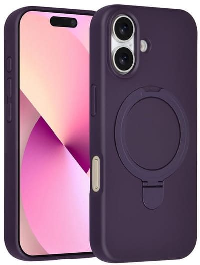 TUNIQ Back cover - iPhone 17 - Grape Paars - Schokabsorberend - Met MagSafe Ring Stand
