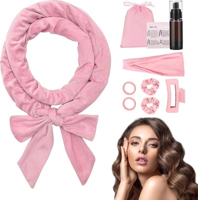 Hittevrije Krultang - Haarrollers Zonder Hitte - Nachtelijk Krullen - Zacht Velvet Materiaal - 152 cm - Roze