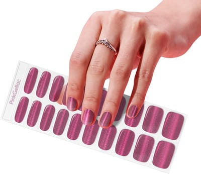 Pink Gellac UV Nagelstickers - Gellak Stickers 0027 Cat Eye Flamenco Red - Nail Art Gel Stickers voor Nagels - 20 stuks in 10 maten