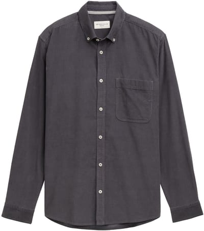 Tom Tailor - Regular fit corduroy overhemd met borstzak - Maat XXL - classic dark grey