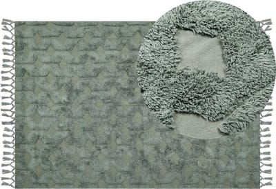 KARS - Laagpolig vloerkleed - Groen - 140 x 200 cm - Katoen