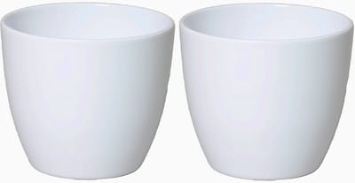 Floran Bloempot/plantenpot Boule - 2x - wit glas - keramiek - H15 x D17.5 cm
