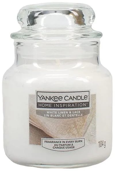 YANKEE CANDLE HOME INSPIRATION WHITE LINEN & LACE GEURKAARS 104 GRAM