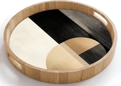Dienblad rond 40x40 cm - Schootdienblad hout - Vormen - Modern - Zwart - Borrelplank rechthoek - Plateau houten dienbladen