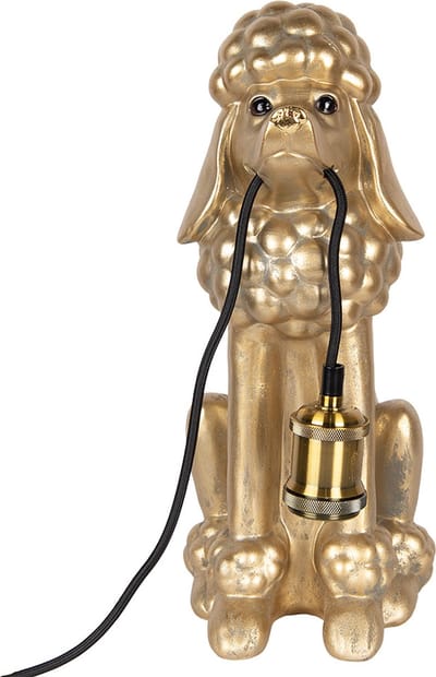 Clayre & Eef Tafellamp Hond Poedel 27x16x38 cm Goudkleurig Kunststof
