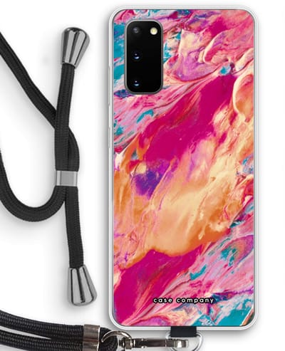 Case Company® - Hoesje met koord geschikt voor Samsung Galaxy S20 hoesje met Koord - Pastel Echoes - Telefoonhoesje met Zwart Koord - Bescherming aan alle Kanten en Over de Schermrand