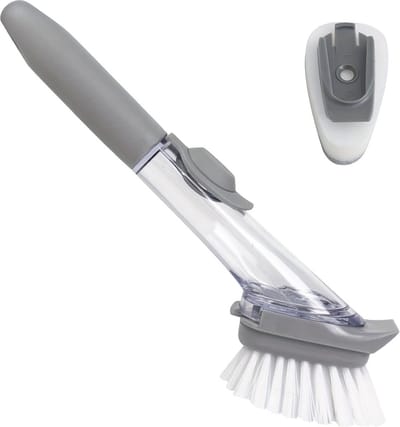 Livano Afwasborstel Met Zeepdispenser - Afwasborstel - Met Zeepreservoir - Dish Brush - Handvat + Opzetborstel + Sponsopzetborstel