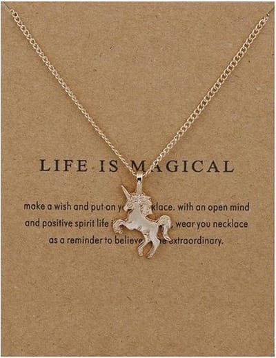 Fako Bijoux® - Ketting Op Kaart - Eenhoorn - 20x16mm - Goudkleurig