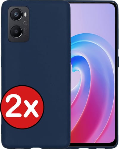 Hoesje - 2 Stuks - Geschikt voor OPPO A76 - Sterk & Shockproof - Telefoonhoes - Back Cover - Case Siliconen - Telefoon Hoes - Donkerblauw