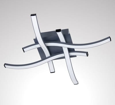 Trango 4-Flames 4-traps dimbaar 3132B Design LED Plafondlamp *WAVE* in Antraciet Zwart modern & chic in golfvorm Plafondlamp met 4x 5 Watt met 450 lumen LED module 3000K warm wit