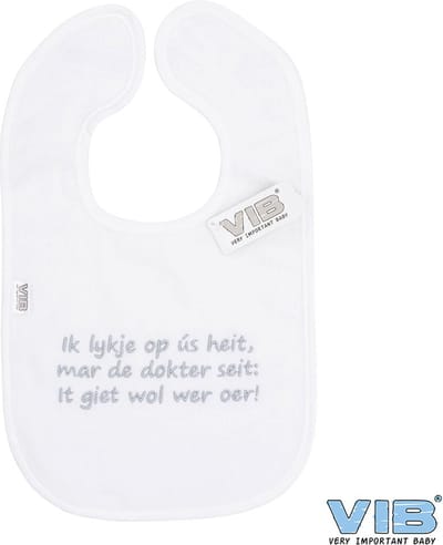 VIB® - Slabbetje Luxe velours - Fries - Ik lykje op ús heit, mar de dokter seit, It giet wol wer oer - Babykleertjes - Slabbetjes - zwangerschap aankondiging - baby aankondiging