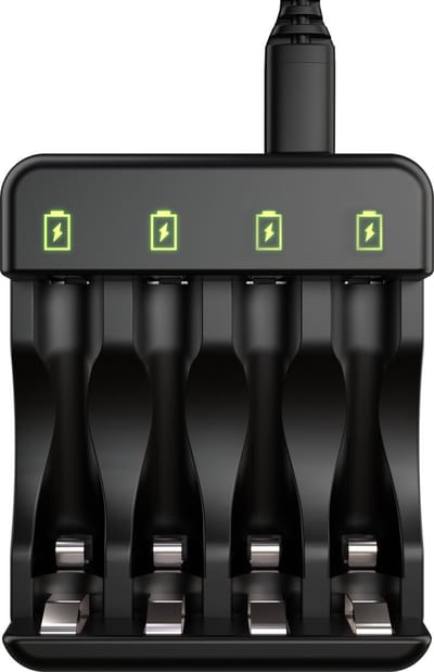 Voltière Batterij Oplader 1.2V - Voor 4 AA/AAA Ni-Mh 1.2V Batterijen - LED Indicatoren - Universele Batterijlader voor Oplaadbare Batterijen