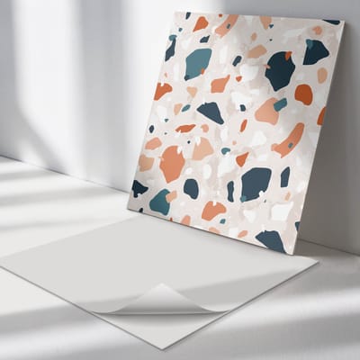 Wallfluent Vinyl Tegels - Abstract Steenpatroon Vinyl Wandtegels - 30 cm x 30 cm - Romig PVC Tegels - 9 stuks - Vierkant PVC Tegels - Texturen Plaktegels - Wand PVC Tegels - Plaktegels Keuken en Badkamer