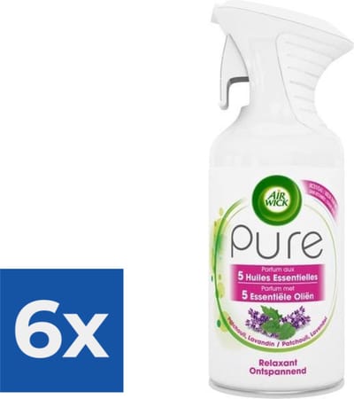 AirWick Aerosol Pure Ontspannende Essentiele Olie - Voordeelverpakking 6 stuks