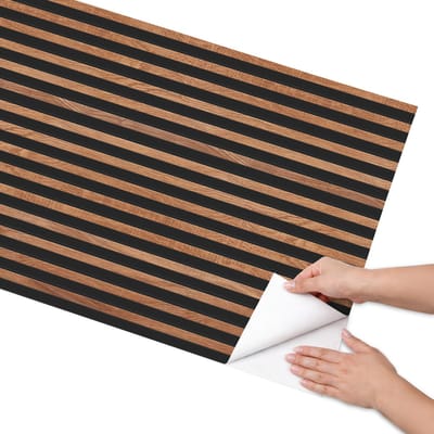 Coloray Meubel Wrap Folie - Bruin Meubelfolie - 65x130 cm - Wrapfolie Keuken Houten latten - Decoratiefolie - Modern Meubelfolie - Meubel Wrap Folie - Woonkamer decoratie - Texturen