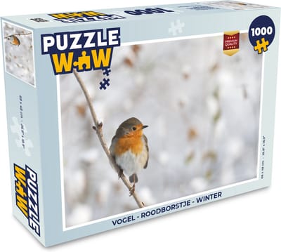 Puzzel Vogel - Roodborstje - Winter - Legpuzzel - Puzzel 1000 stukjes volwassenen