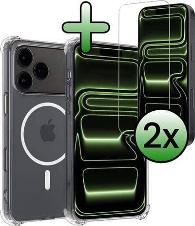 Hoesje Met 2x Screenprotector - Geschikt voor iPhone 17 Pro / 18 Pro - Magsafe Compatible - Sterk & Shockproof - Back Cover - Shock Proof Case - Telefoon Hoes - Transparant