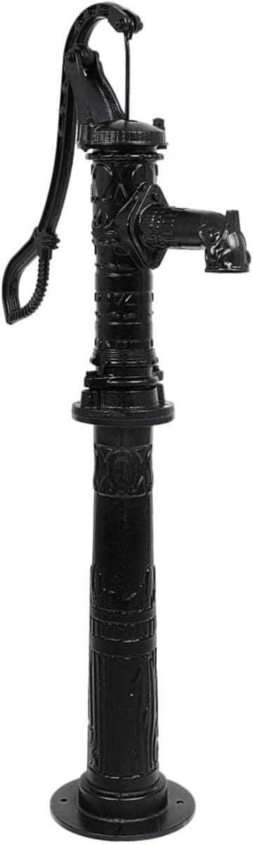 Handzwengelpomp Gietijzer - Tuinpomp Fonteinpomp - Water Verpompen - Stabiele Constructie - 135 cm Hoog - Zwart