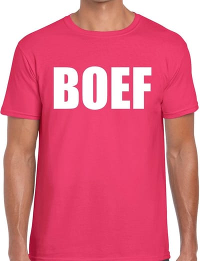 Boef tekst t-shirt roze voor heren - heren feest t-shirts S