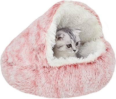 kattenmand, overdekte hondenbed, kattengrotbed, donut voor kittens, puppy's, zacht pluche imitatiebontnest, donzige hondenmand, rond kattenkussen, kattensofa, 50cm voor katten en kleine honden