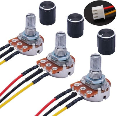 Draaipotentiometer Set - Variabele Weerstand - Elektronica Aanpassen - Lineaire Taper B - 3 Stuks 20K Ohm - Zwart