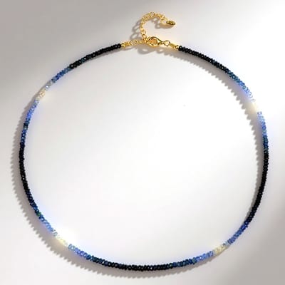 Cavill - Zilveren Halsketting 925 Sterling Zilver Verguld - Blauwe Birmese Saffier 0 47895 ct - Elegant Tijdloos Design