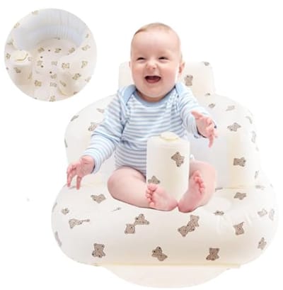 Opblaasbaar babyzitje met rug- en neksteun voor 3-36 maanden - Draagbare babyzithulp met ingebouwde luchtpomp