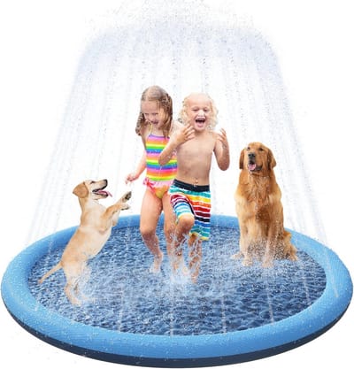 Spatkussen voor honden en kinderen - 175 cm antislip opblaasbaar hondenzwembad en waterspeelgoed voor de zomer