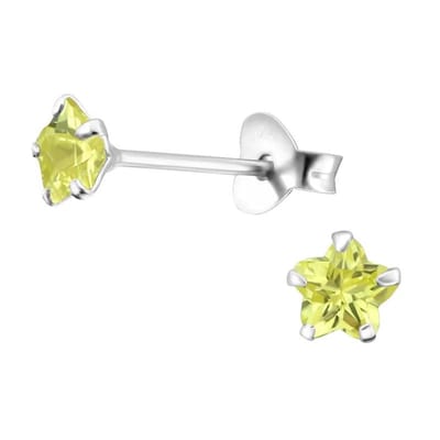 Aramat Jewels | Oorbellen | 925 Zilveren Bloem Oorbellen met Zirkonia - Bloemetjes Oorstekers | 4mm / Olijf Groen | |4mm | Zilver | Kinderen, Volwassenen | Verkleurd niet