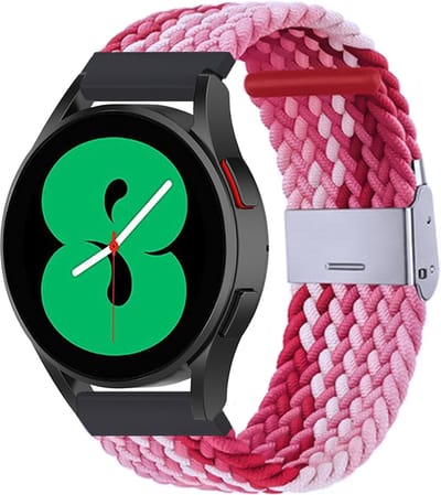 By Qubix - Geschikt voor Garmin bandje - Geschikt voor Garmin Vivoactive 4 / 4L - Braided nylon bandje - Roze gemêleerd - Smartwatch bandje 22mm