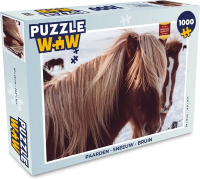 Puzzel Paarden - Sneeuw - Bruin - Legpuzzel - Puzzel 1000 stukjes volwassenen