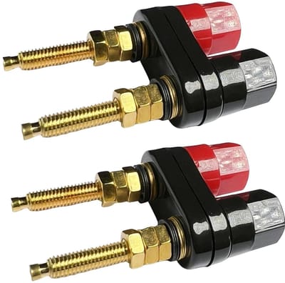 2 Stuks Dual Binding Post Terminals voor Luidsprekers - 2-Way Banana Socket, Vrije Loodverbinding, 4mm Paneelmontage, Zwart en Rood, 5.8cm Lengte