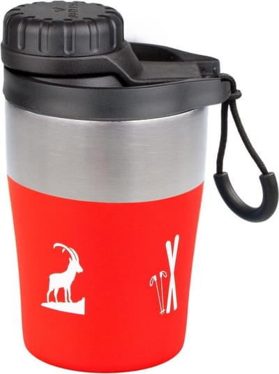 Rubytec Shira Hotshot - 200 ml - Thermosbeker - Koffiebeker To Go - Vacuüm Drinkfles - Thermofles - Waterfles - RVS Drinkfles - Urenlang Koud of Warm Drinken - Lekvrij - BPA-vrij - Rood/wit