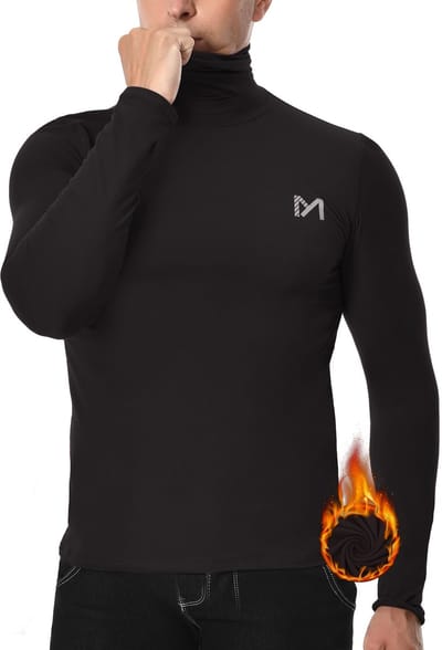 MEETHOO Heat Essentials -Thermo Ondergoed Heren - ThermoShirt Heren - Thermokleding Heren - Thermo Shirt Heren Lange Mouw-Zwart-S
