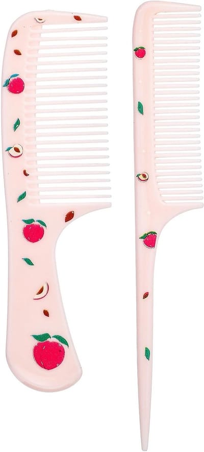 Haarborstel- Kindervariant - Kamset - Rattenstaart - Fijne tanden - Kapperskam - Sterke duurzame styling - Antistatisch - Krulkam - Schattig ontwerp - Set voor vrouwen en meisjes - Krullen - Haarstyling benodigdheden - Roze met bloemenprint.