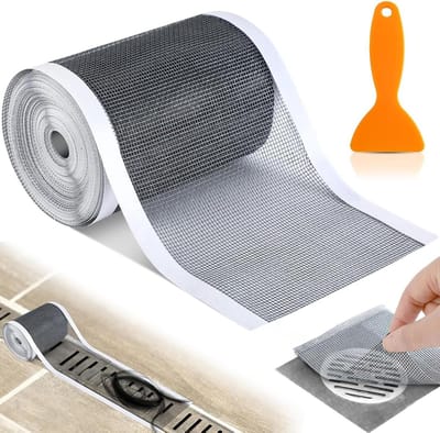 Afvoerzeef voor douche en bad, PVC gaas mesh stickers, haarzeef en douchefilter - 100 mm x 10 m
